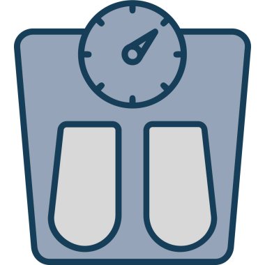 Ağırlık ölçeği simgesi. Beyaz arkaplanda izole edilmiş web tasarımı için özet ağırlık ölçekli vektör simgesi