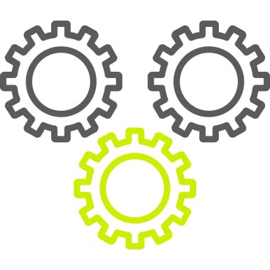Gears'ı simge vektör. Tarzıdır düz sembolü, eko yeşil renkli, yuvarlak açılar, beyaz arka plan