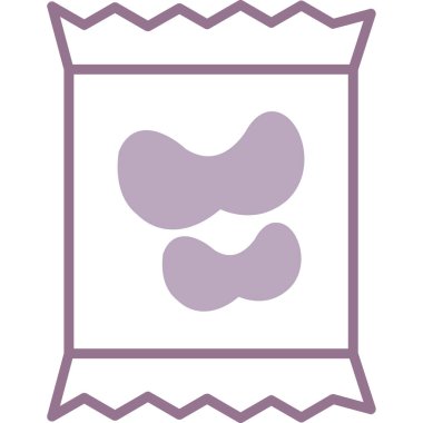 Mor ve beyaz renkli bir karikatür simgesinin vektör çizimi