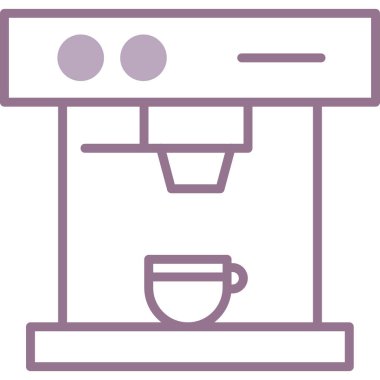 Kahve makinesi ikonu. Beyaz arkaplanda izole edilmiş her tasarım için kahve makinesi vektör simgelerinin basit çizimi