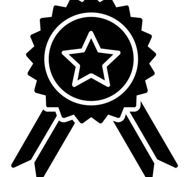 Yıldız madalyası simgesi, basit siyah renk