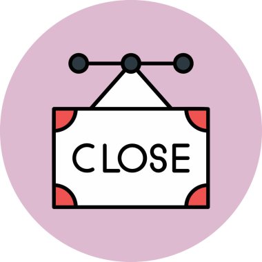 Kapalı işareti olan yuvarlak bir simgenin vektör çizimi