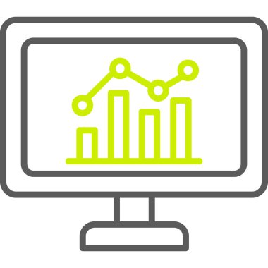 Bar çizelgesi simgesi. Vektör biçimi düz simge, eko yeşil renk, beyaz arkaplan.