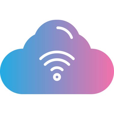 Bulut Wifi Simgesi, Vektör İllüstrasyonu