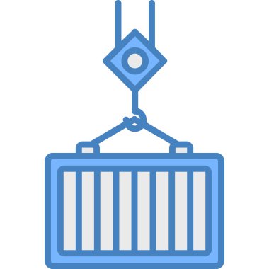 Konteynır vinç simgesi. Web için taşıyıcı vektör simgelerinin özet çizimi