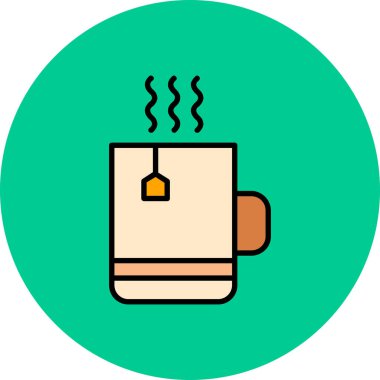 Kahve fincanı simgesi renk ana hatları vektörü