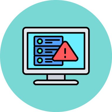 Doldurulmuş ana hatlar biçiminde bilgisayar simgesi hata uyarısı