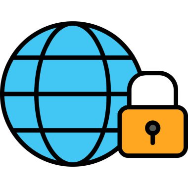 ağ güvenlik kilidi simgesi. İnternet güvenlik kilidi vektör simgesi rengi düz izole