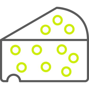 Peynir ikonu. Vektör biçimi yuvarlak açılı düz ikonik sembol, eko yeşil renk, beyaz arkaplan.