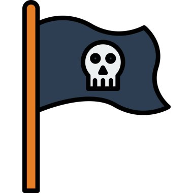 Korsan ikonu bayrağı. vektör illüstrasyonu.