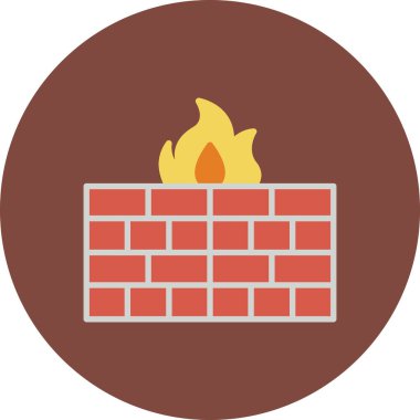 Güvenlik duvarı. Web simgesi vektör illüstrasyonu