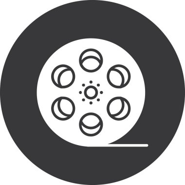 Beyaz film makarası simgesinin vektör illüstrasyonu