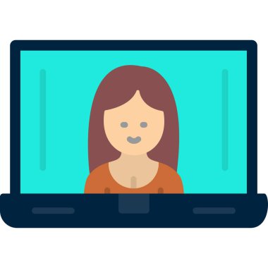 Dizüstü bilgisayarı ve bilgisayar vektör çizimi olan kadın