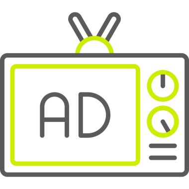 İzole edilmiş tek bir televizyon simgesinin vektör çizimi