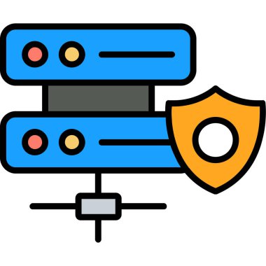 veri merkezi simgesi renk ana hatları vektörü