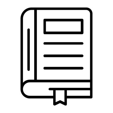 kitap simgesi, ince çizgi biçimi, vektör illüstrasyonu