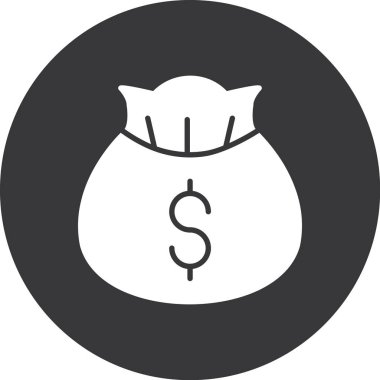 Para çantası düz yuvarlak vektör simgesi