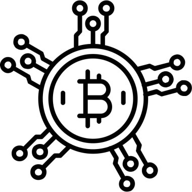 Ana hat biçiminde bitcoin kripto para birimi ağ simgesi