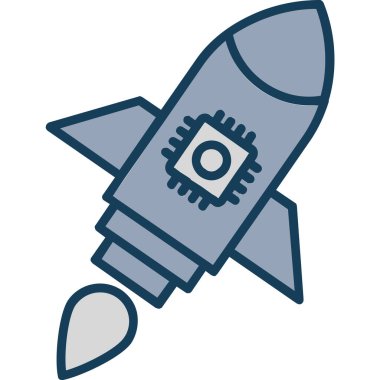 Roket ikonu. Ağ için roket vektör simgelerinin özet çizimi