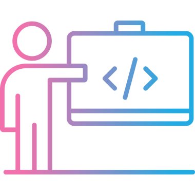 Dizüstü bilgisayarı ve bilgisayar vektör illüstrasyon tasarımına sahip programcı