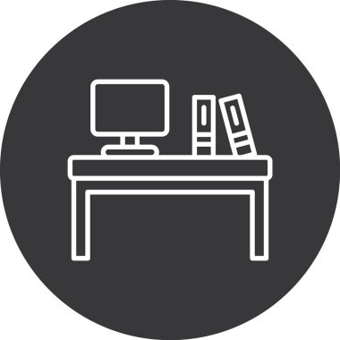 Bilgisayar masası. Web simgesi basit tasarım