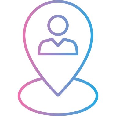 Lokasyon rozeti olan bir adam. Web simgesi vektör illüstrasyonu