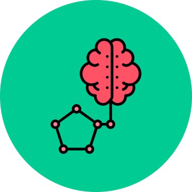Beyin ikonu, bilim ve teknoloji konseptinin vektör illüstrasyonu