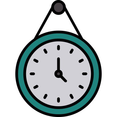 Alarm saat simgesi renk ana hatları vektörü