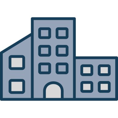 Bina simgesi. Web için vektör simgeleri oluşturmanın basit bir illüstrasyonu