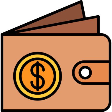 Cüzdan simgesi, vektör illüstrasyonu