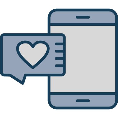 Kalp kabarcığı ikonlu akıllı telefon. vektör grafiği