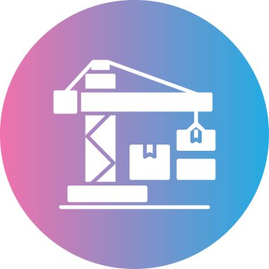 Vinç ve bina simgesinin vektör çizimi. Web için vinç ve daire şeklinde stok simgesi illüstrasyonu.