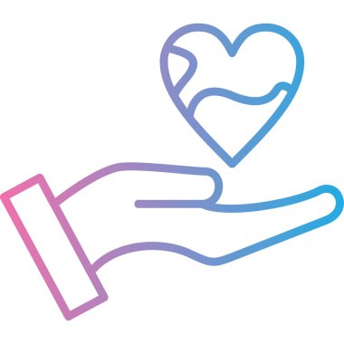 Kalp ikonlu el. vektör illüstrasyonu