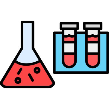 Laboratuvar şişesi ve tüp ikonu. vektör illüstrasyonu