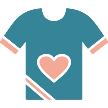 Kalp ikonu vektör illüstrasyon tasarımlı t-shirt
