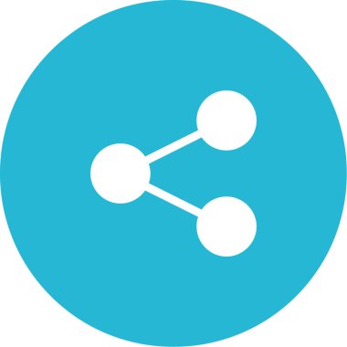 Paylaşım simgesi vektörü. Bu düz vektör düğmesi pürüzsüz mavi sembol, yuvarlak açılar ve beyaz arka planda beyaz bir arkaplan kullanır.