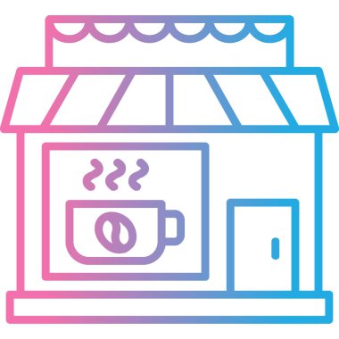 Kahve dükkanı. Web simgesi basit illüstrasyon