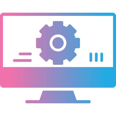 Ayarlar ikon vektör illüstrasyon tasarımı ile bilgisayar monitörü