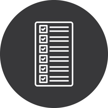 Beyaz arkaplanda izole edilmiş basit bir biçimdeki kontrol listesi simgesi