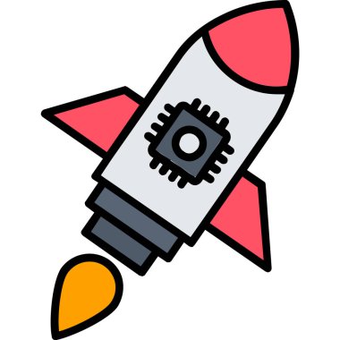 Roket. Web simgesi basit illüstrasyon