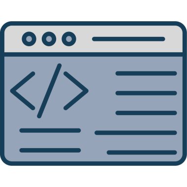 Doldurulmuş ana hatlar biçiminde kodlama kodu simgesi