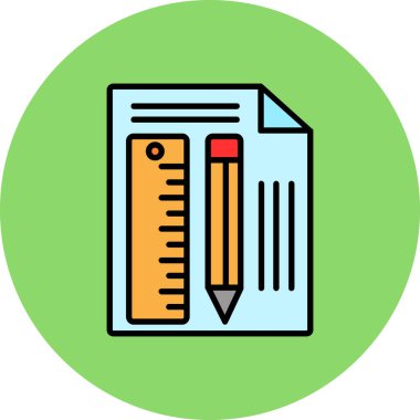 Kalem ve kağıt ikonu. vektör illüstrasyonu