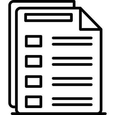 Kontrol listesi vektör simgesi. biçim düz sembol, siyah renk, yuvarlak açı.