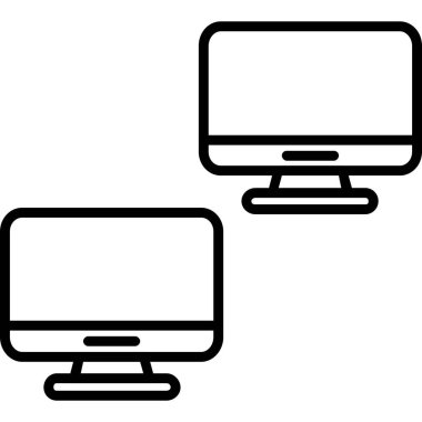 Ana hatlı biçim vektör illüstrasyonunda bilgisayar izleyici simgesi