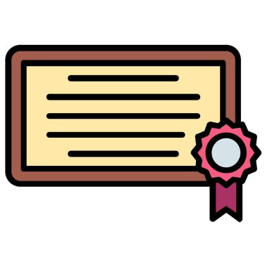 Sertifika sertifikası renk çizgisi simgesi