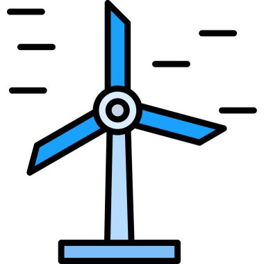 Rüzgar türbini simgesi. Dış hat rüzgar türbini vektör simgesi rengi düz izole