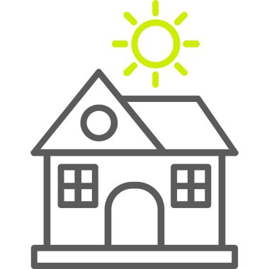 güneş ve çatı simgesi, vektör çizimi