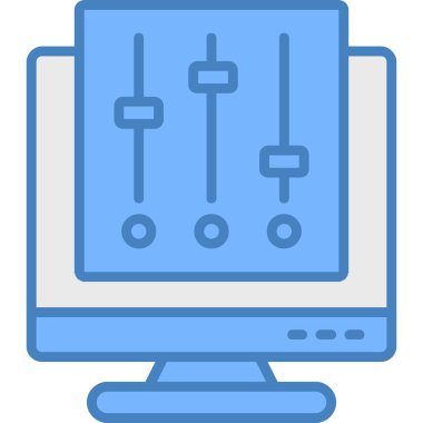 Bilgisayar monitörü. Web simgesi basit illüstrasyon