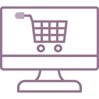 bilgisayar ekran alışveriş simgesi ana hat biçiminde