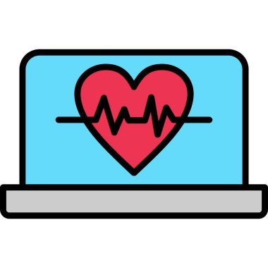 dizüstü bilgisayar kalp sağlığı simgesi